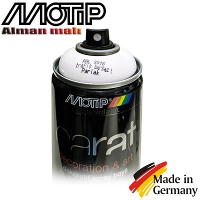 Motip Carat Ral 9016 Sprey Boya 400ml - Parlak Trafik Beyazı