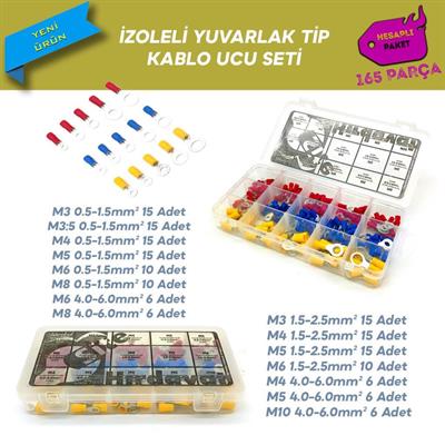 Yuvarlak Tip Terminal Seti, Hesaplı Paket 165 Parça