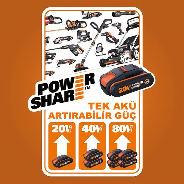 WORX WA3601 20Volt 2.0Ah. PowerShare Li-ion Akü ve Akü Şarj Cihazı