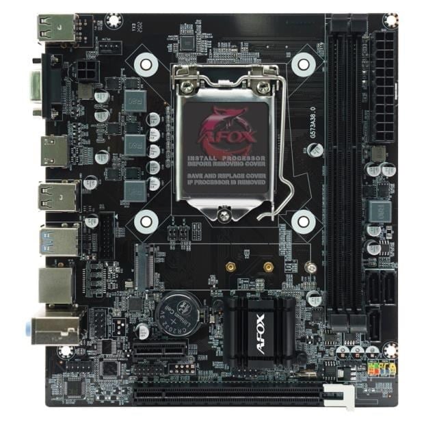AFOX IH110D4-MA2-V4 2xDDR4 VGA+HDMI 1xGLAN 1x M.2 NVMe Gen3 1151Pin ANAKART