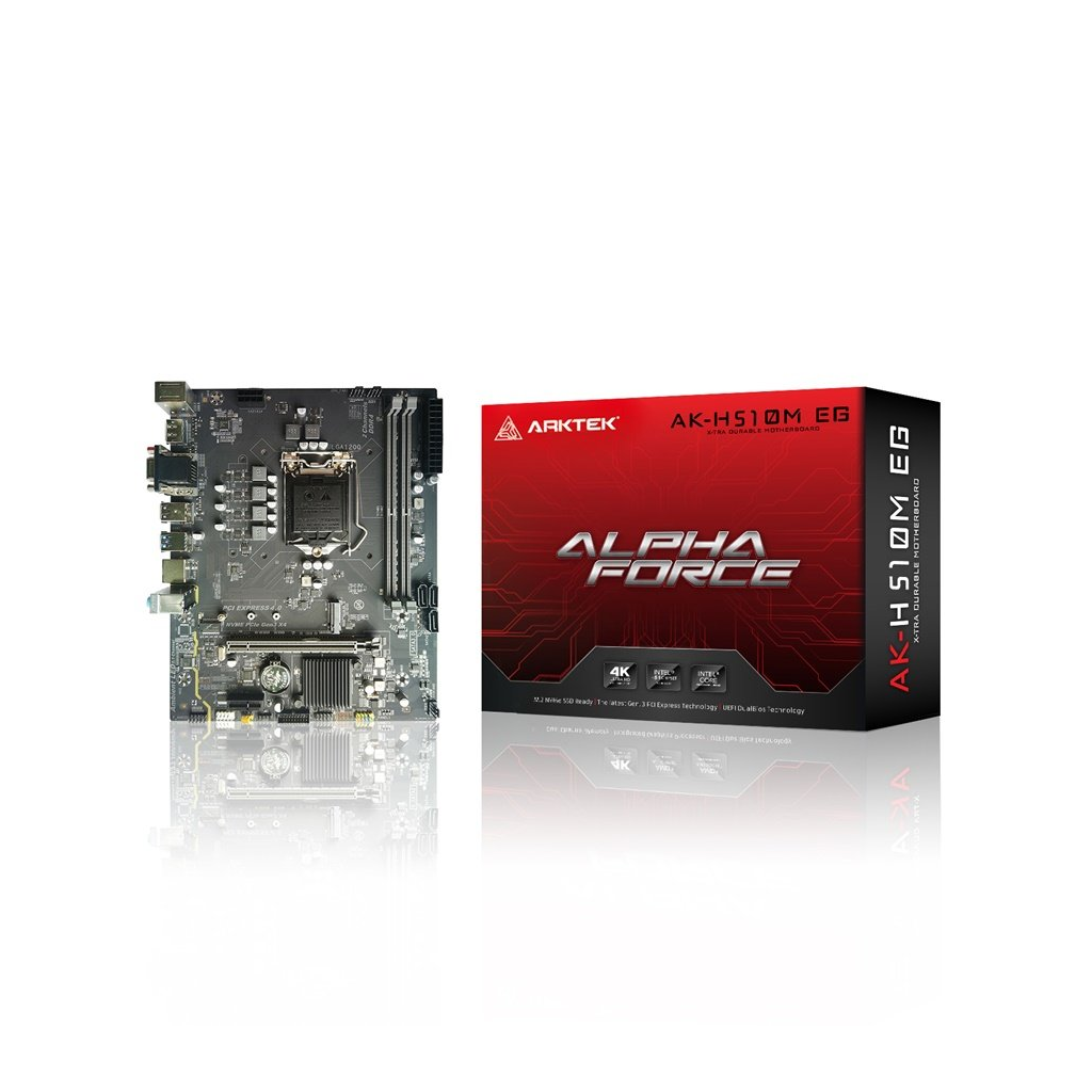 ARKTEK ALPHA FORCE, AK-H510M EG VS, 2xDDR4, M.2, 2x HDMI, DP, 10-11.Nesil, LGA1200 Soket, Anakart