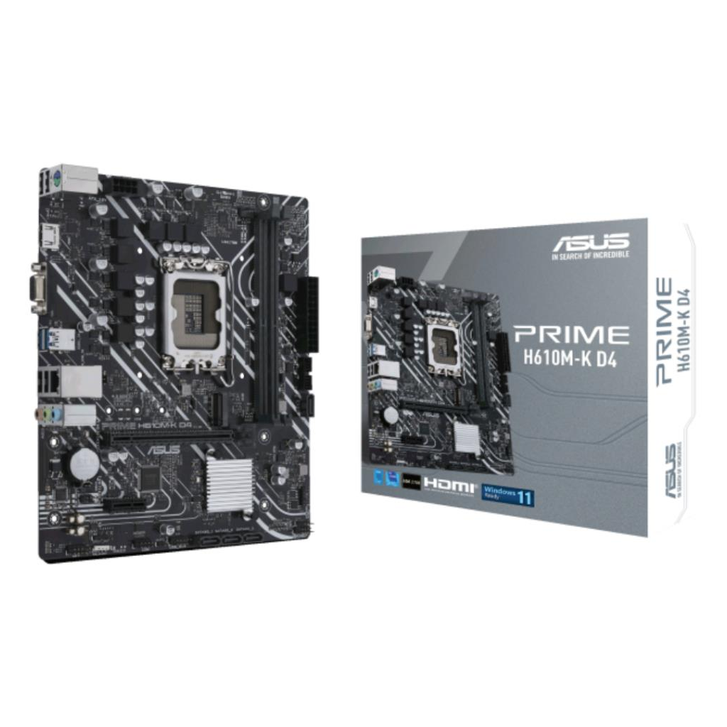 ASUS PRIME H610M-K D4 ARGB, 2xDDR4, M.2, HDMI, 12-13.14.Nesil, LGA1700 Soket, Anakart