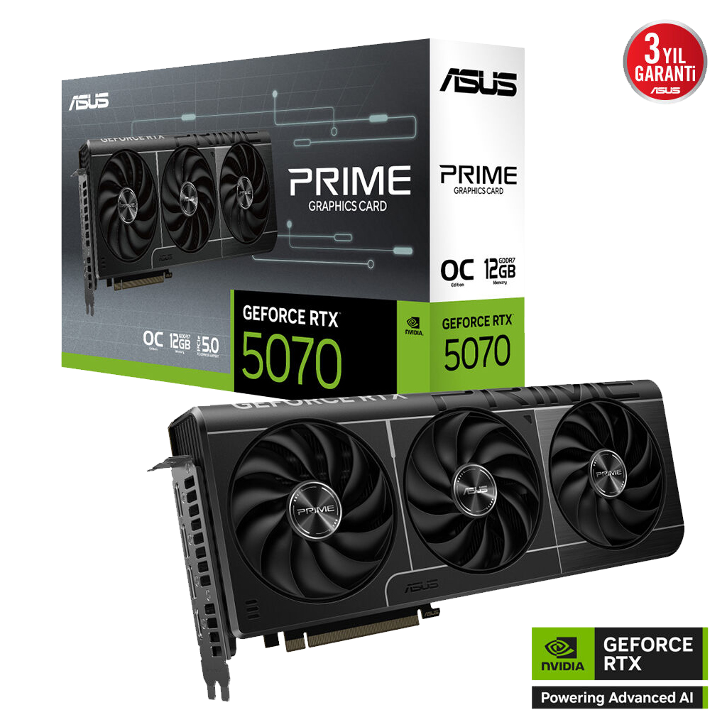 ASUS PRIME-RTX5070-O12G, 12Gb, 192Bit, GDDR7, 1xHDMI, 3xDP GAMING Ekran Kartı