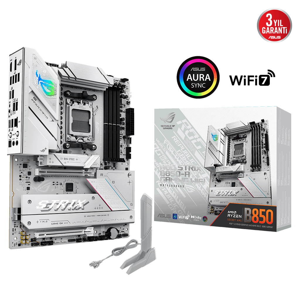 ASUS ROG STRIX B850-A GAMING WIFI7 NEO, 4xDDR5,  4xM.2, HDMI, DP, Type-C, PCIe 5.0, Wi-Fi 7, Bluetooth v5.4, AM5 Soket GAMING Anakart