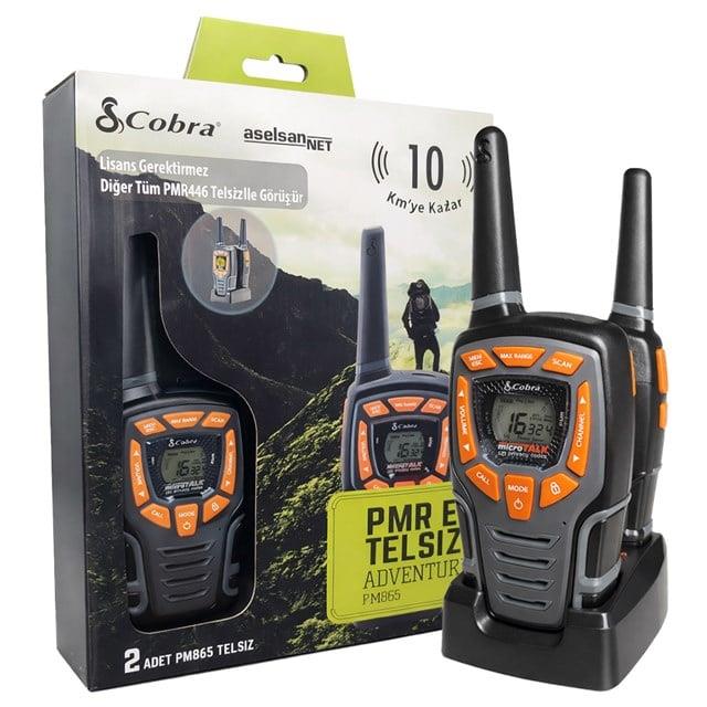 AselsanNET Cobra PM-865 Adventure PMR446 El Telsizi LCD Ekranlı 10 Km Menzilli 16 Kanal