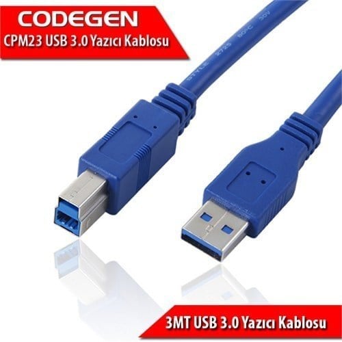 CODEGEN 3metre CPM23 USB 3.0 Yazıcı Kablosu