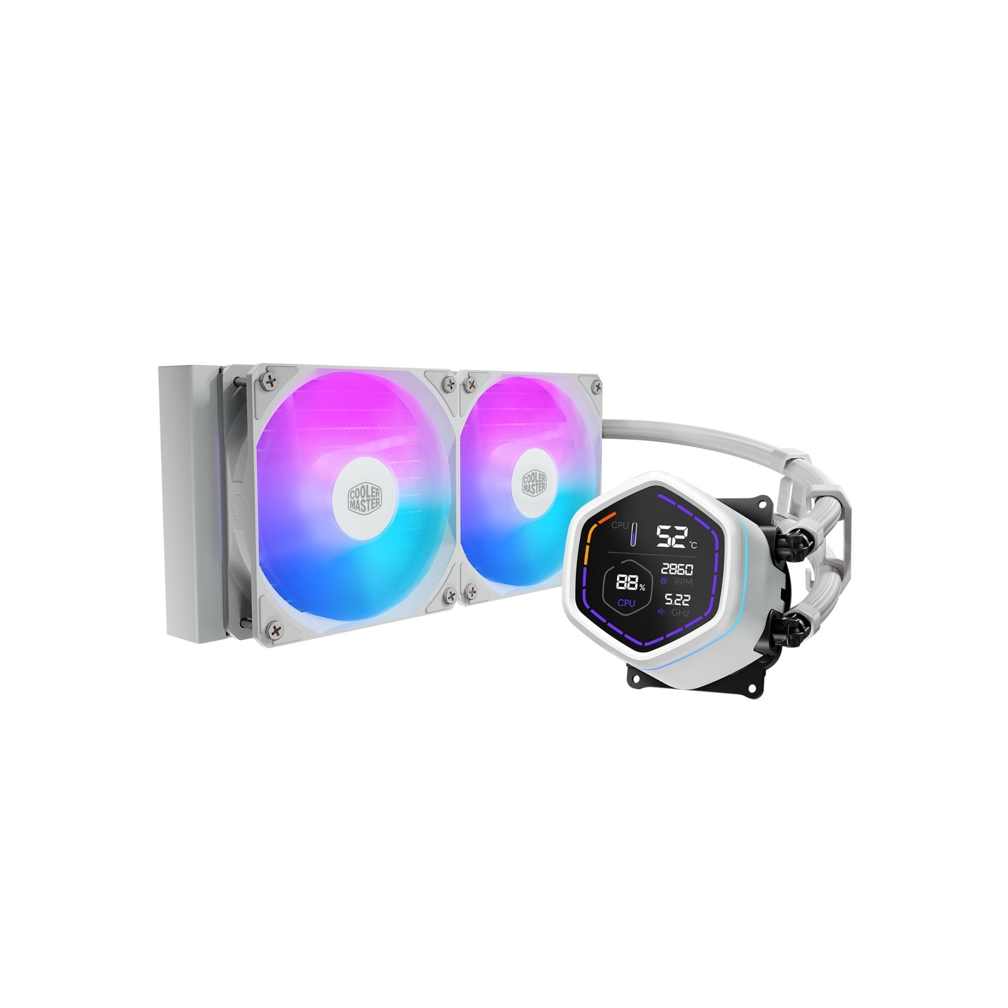 COOLERMASTER 240MM MasterLiquid Core Nex Digital MLX-D24M-A18PW-RD ARGB AM5-1851p Sıvı Soğutmalı İşlemci Fanı Beyaz