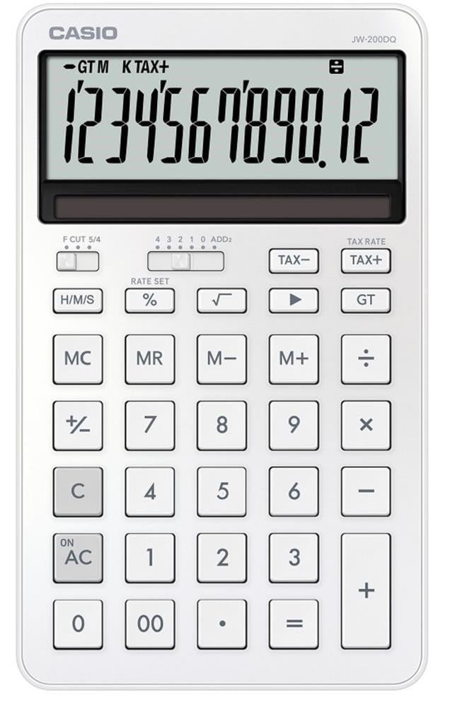Casio JW-200DQ-WE 12 Hane İpeksi Beyaz Masa Üstü Hesap Makinesi