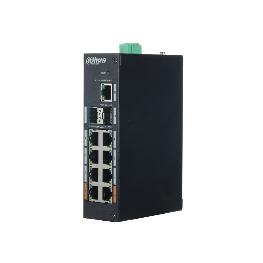 DAHUA PFS3211-8GT-120, 8 Port, Gigabit, PoE 120W, 1 Port GigaBit Uplink, 2 Port GigaBit SFP,  Yönetilemez, Rack Mount Switch