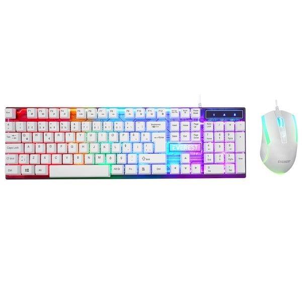 EVEREST LUMINAX USB Q Beyaz Gaming Klavye - Mouse Set KM-198