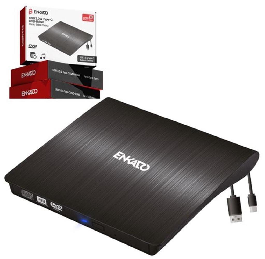 Enkado Ekd-Udvd120 Type-C - USB 3.0 DVD-R-CD-R-RW- Dvd-Rw Ultra Slim Harici Optik Yazıcı Siyah