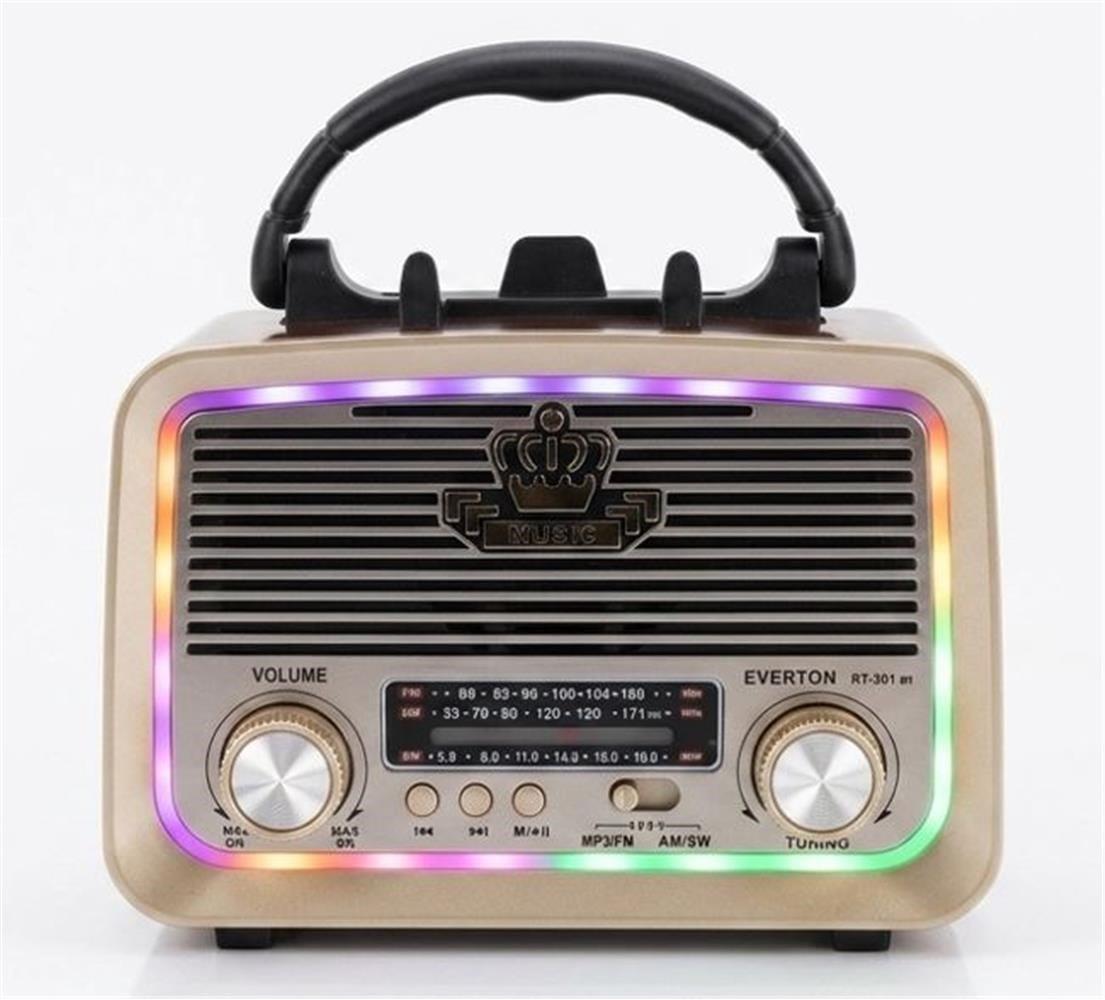 Everton RT-301.m  Bluetooth-USB-SD-FM Şarjlı,Solarlı,Ledli, Nostaljik Radyo El Fenerl Radyo