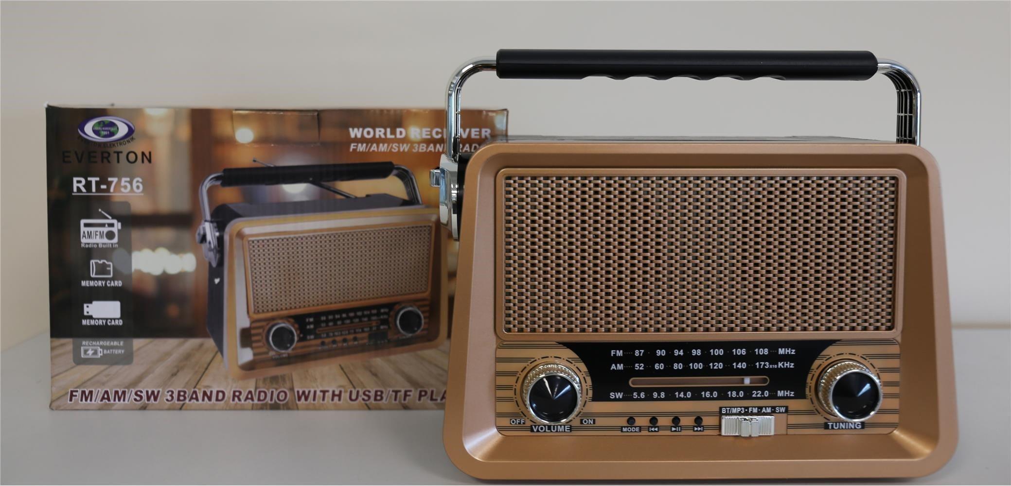 Everton Rt-756  Bluetooth Fm-Usb-Tf-Aux Şarjlı Nostaljik Radyo