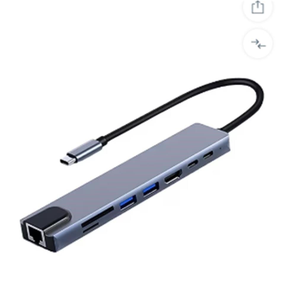 FRISBY FA-7682C Type-c - 8in1  RJ45+TF-SD+HDMI+USB+PD
