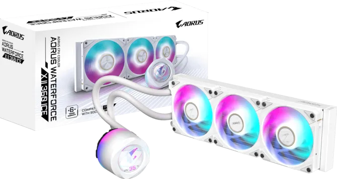 GIGABYTE 360MM LCD AORUS WATERFORCE X II 360 ICE ARGB AM5-1851p Sıvı Soğutmalı İşlemci Fanı Beyaz