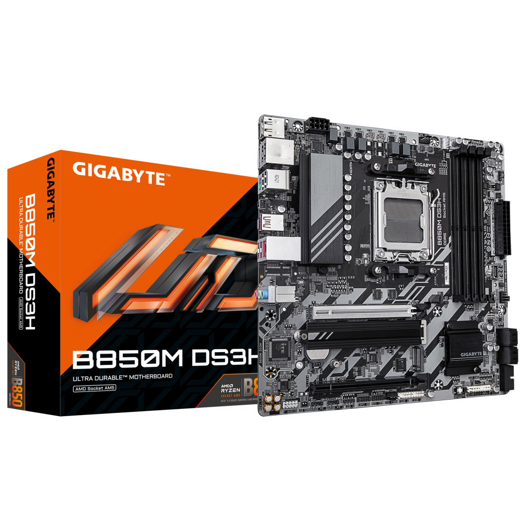 GIGABYTE B850M DS3H, 4xDDR5, 2xM.2, 2xDP, HDMI, Type-C, AM5 Soket GAMING Anakart