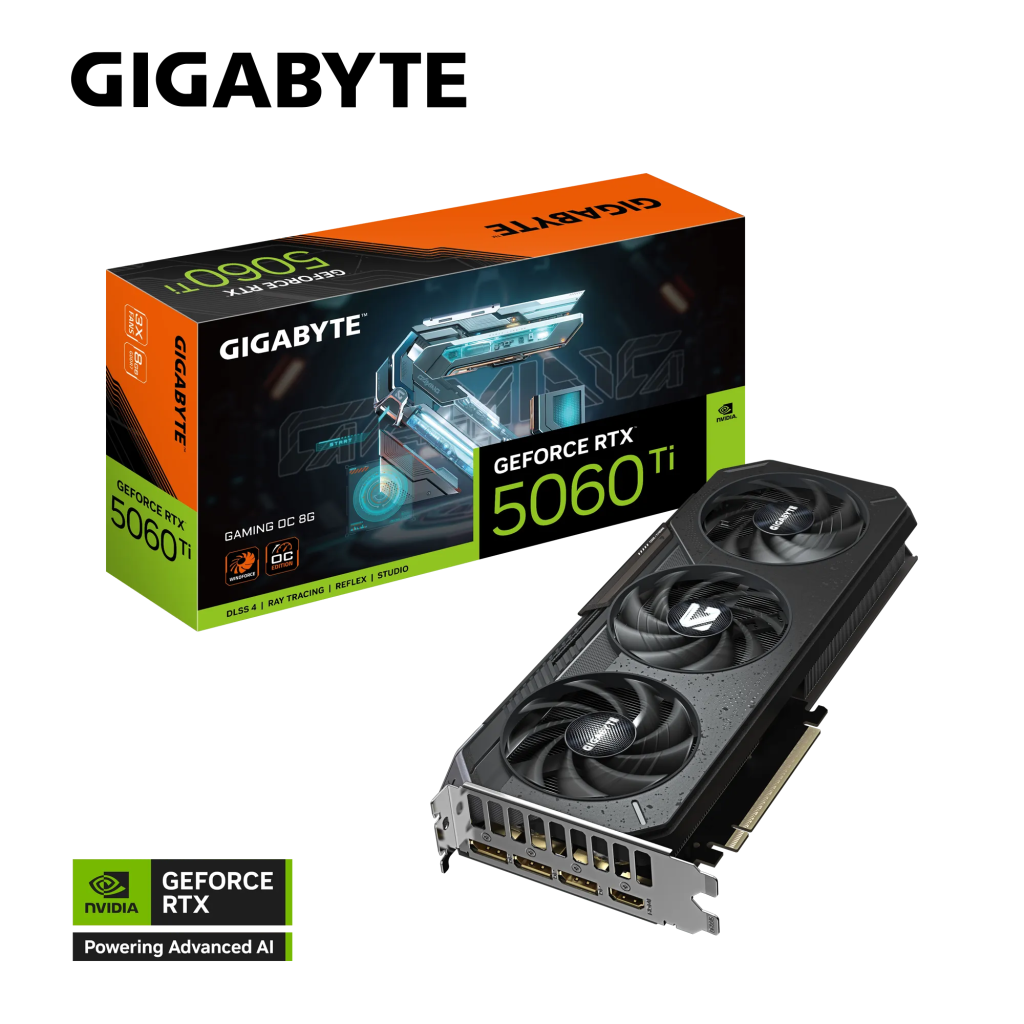 GIGABYTE GV-N506TGAMING OC-8GD, RTX5060TI, GAMING OC, 8Gb, GDDR7, 128BIT, 3 Fanlı, 1xHDMI, 3xDP, GAMING Ekran KARTI
