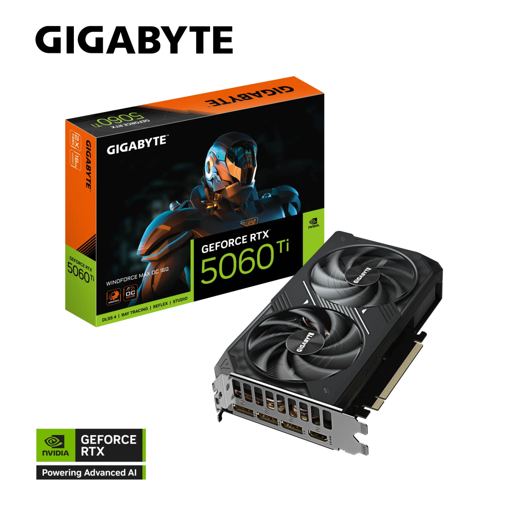 GIGABYTE GV-N506TWF2MAX OC-16GD, RTX5060TI, WINDFORCE MAX OC, 16Gb, GDDR7, 128BIT, 2 Fanlı, 1xHDMI, 3xDP, GAMING Ekran KARTI