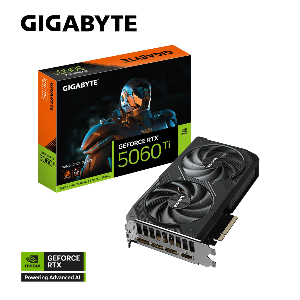 GIGABYTE GV-N506TWF2OC-16GD, RTX5060TI, WINDFORCE OC, 16Gb, GDDR7, 128BIT, 2 Fanlı, 1xHDMI, 3xDP, GAMING Ekran KARTI