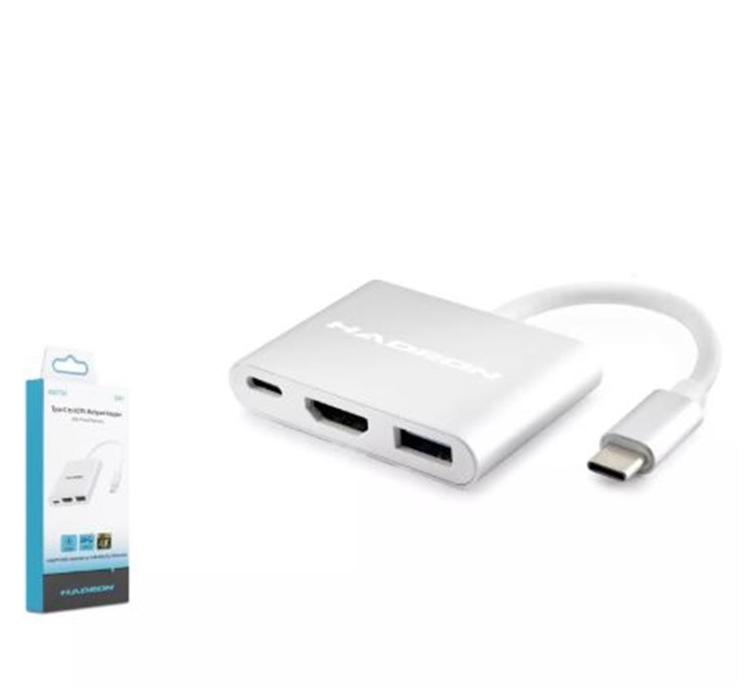 Hadron Hdx7764 Type-C Hdtv Combo Hdmi 4K 30Hz + Type-C + Usb3.0 3In1 Gri