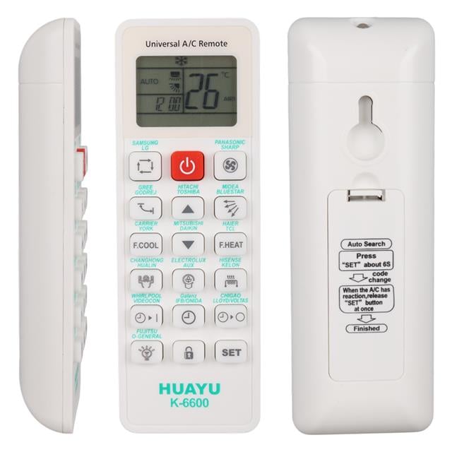 Huayu K-6600 Üniversal Akıllı Klima Kumandası 99% Uyumluluk LCD Ekranlı