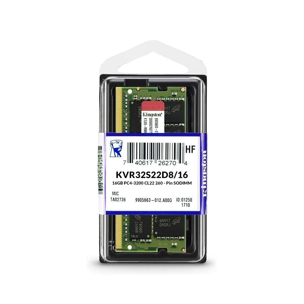 KINGSTON KVR32S22D8/16, 16Gb, 3200Mhz, DDR4, Sodimm Notebook RAM, 1,2V, CL22 (KUTULU)