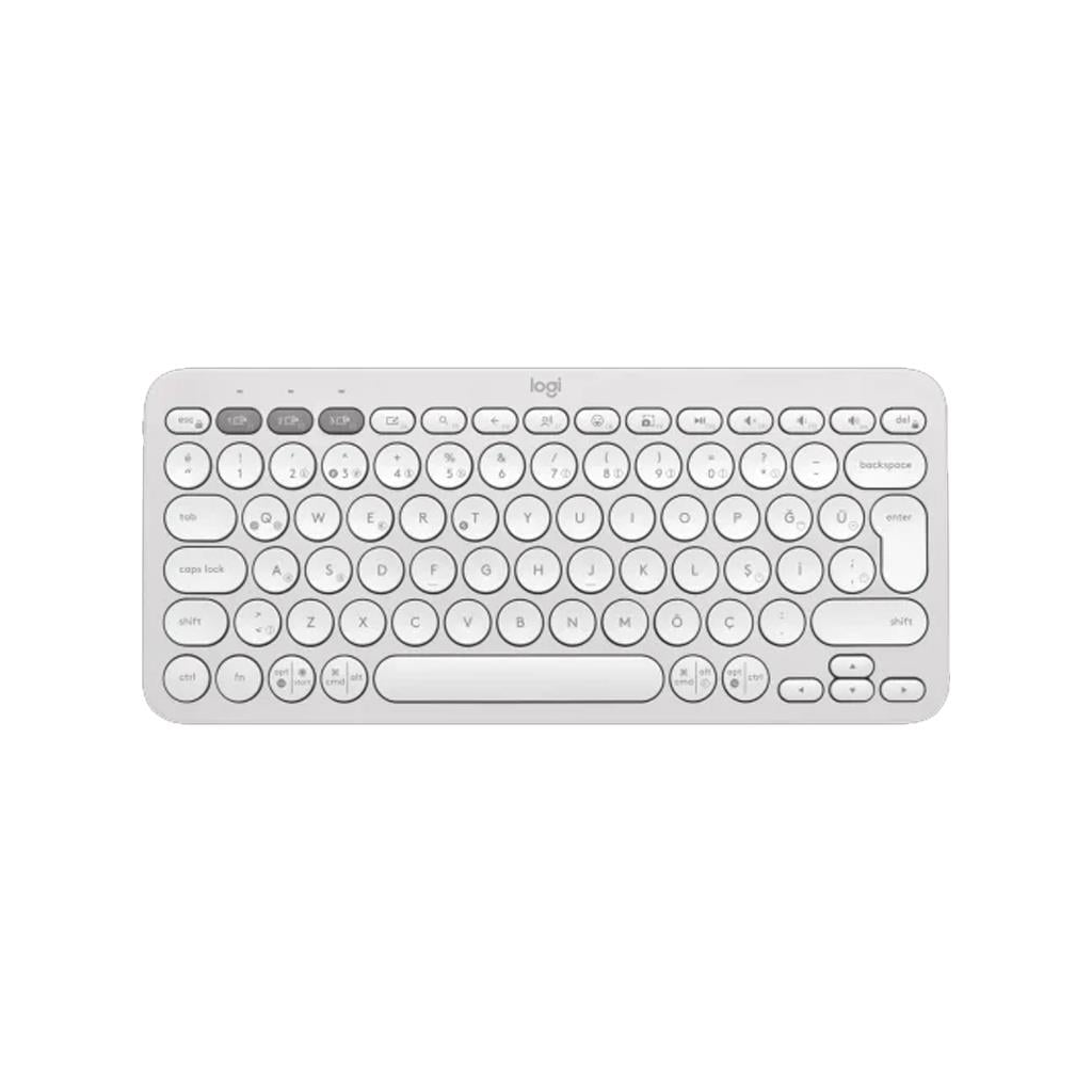 LOGITECH K380S, Pebble Keys 2,  Beyaz, 920-011860, Bluetooth, Türkçe, Q, Multimedya, Mini Klavye