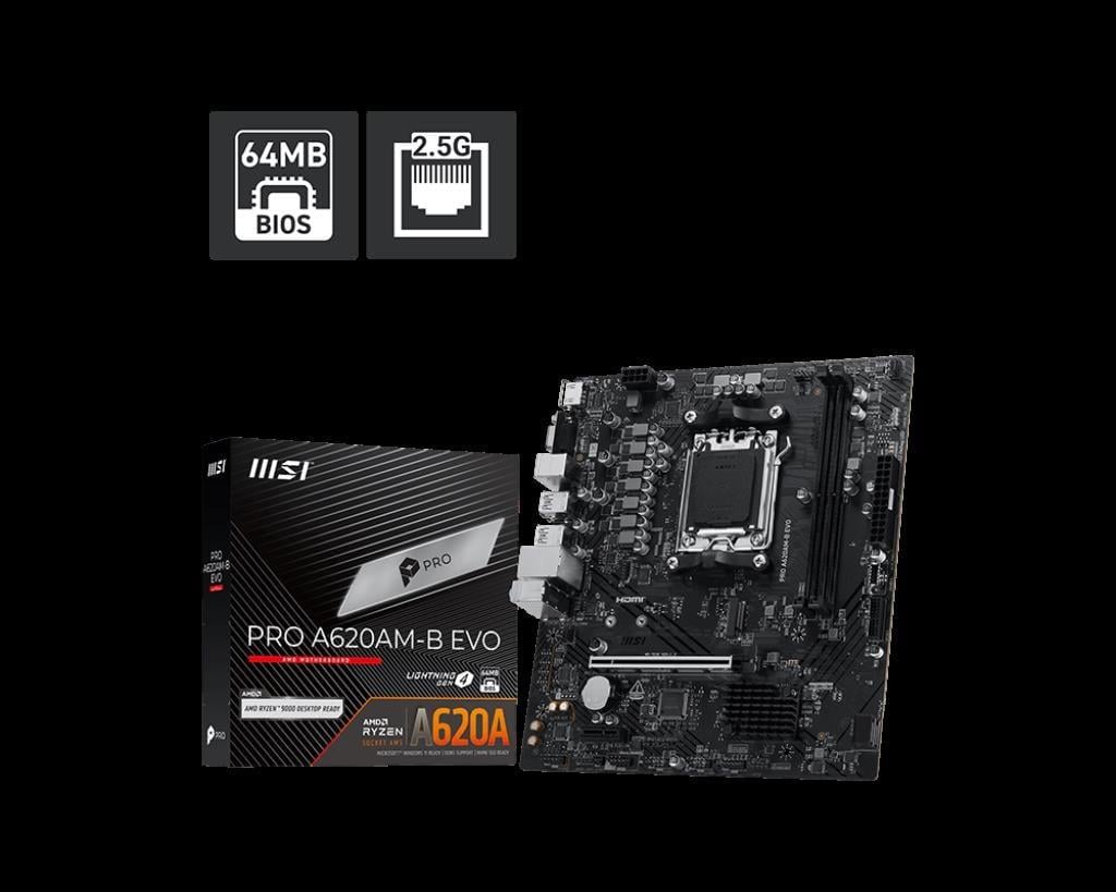 MSI PRO A620AM-B EVO AM5 DDR5 6800(OC) ANAKART