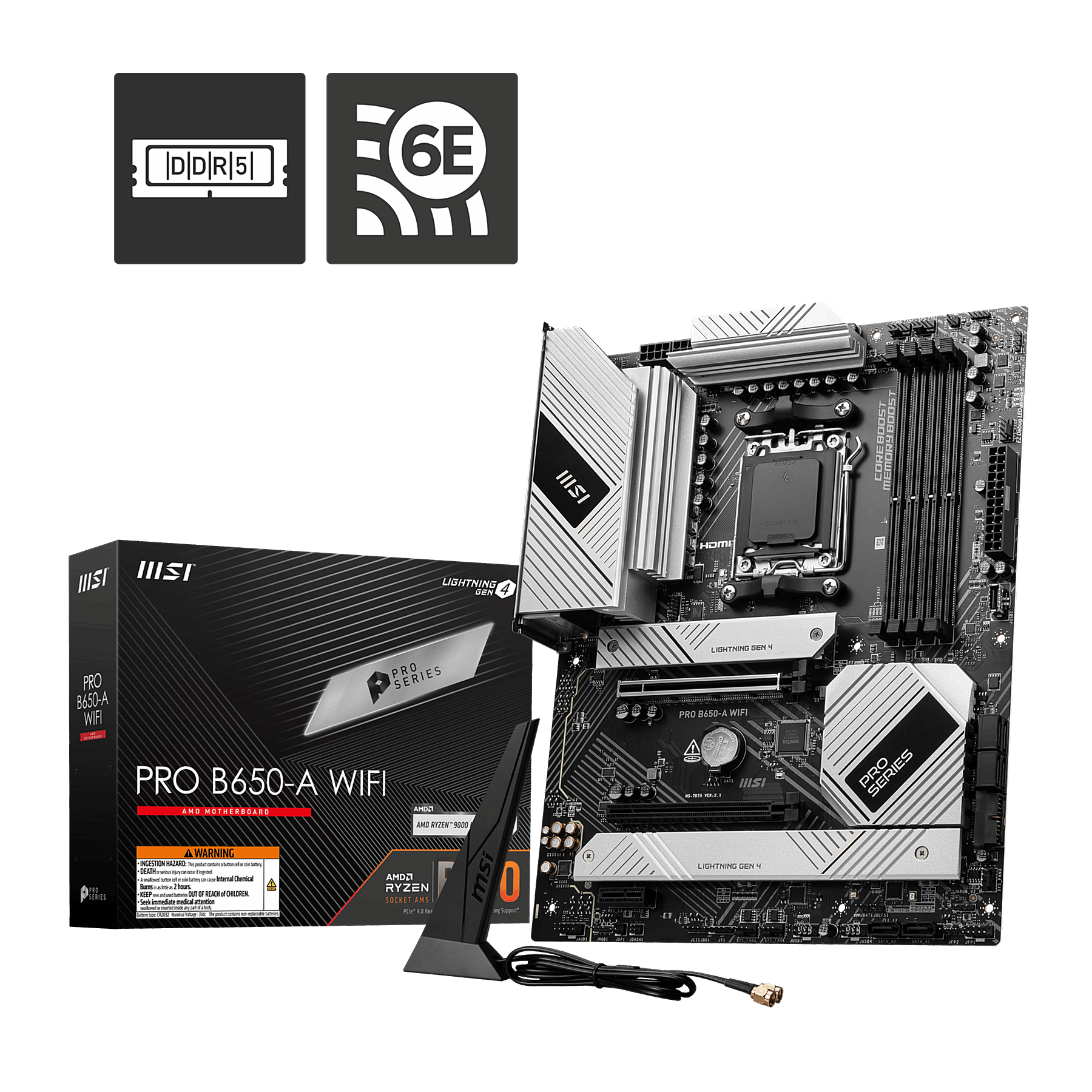 MSI PRO B650-A WIFI6E DDR5 HDMI,DP Port PCIE 4.0 AM5 ATX