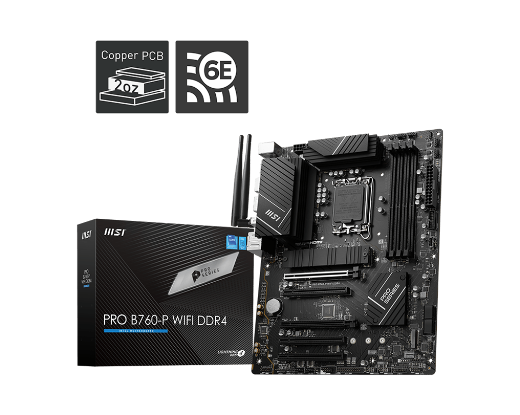 MSI PRO B760-P WIFI6E DDR4 HDMI-DP TYPEC PCIE 4.0 1700p ATX
