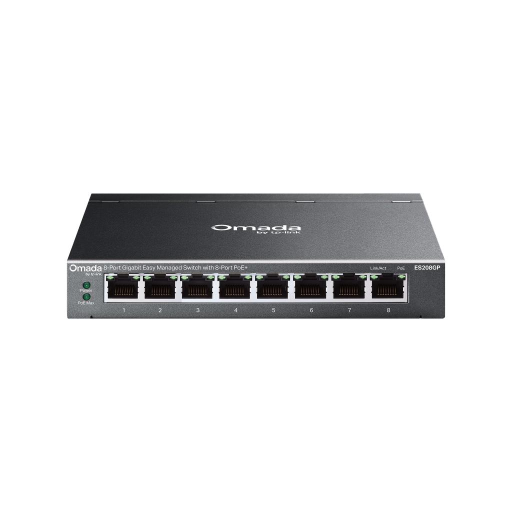 Omada ES208GP, 8 Port, Gigabit PoE+, 64W, Yönetilebilir, Metal Kasa Switch