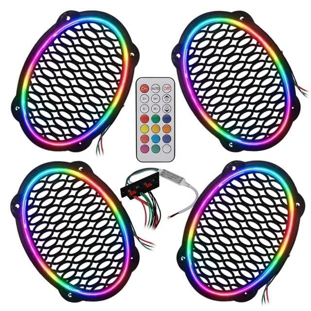 Poke PK-5653 4 Adet Oval Oto Hoparlör Kapağı Kumandalı Pixel Ledli RGB Animasyonlu Kapak