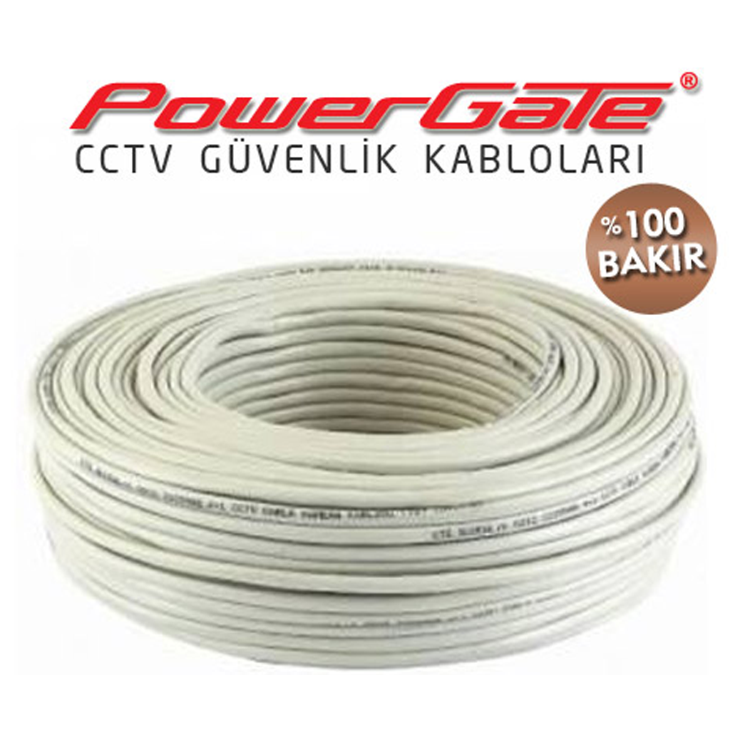PowerGate CELL2 114mt, 2+1 (2x0,22+0,22) %100 Bakır, CCTV Güvenlik Kablosu