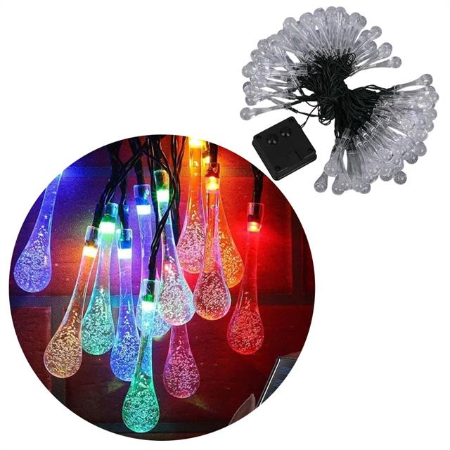 PowerMaster PM-29078 8 Modlu Solar 12M Renkli Su Damlası LED Zinciri - Su Geçirmez Bahçe ve Balkon Aydınlatması