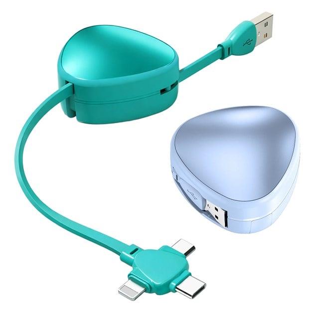 PowerMaster PM-29662 3'ü 1 Arada Cep Boy Makaralı 120cm 5 Kademeli Şarj Kablosu