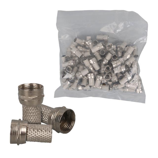 PowerMaster PM-683 F Konnektör RG6/U4 Uydu Anten Kablo Uyumlu Çevirmeli Vidalı Tip (100'lü Paket)