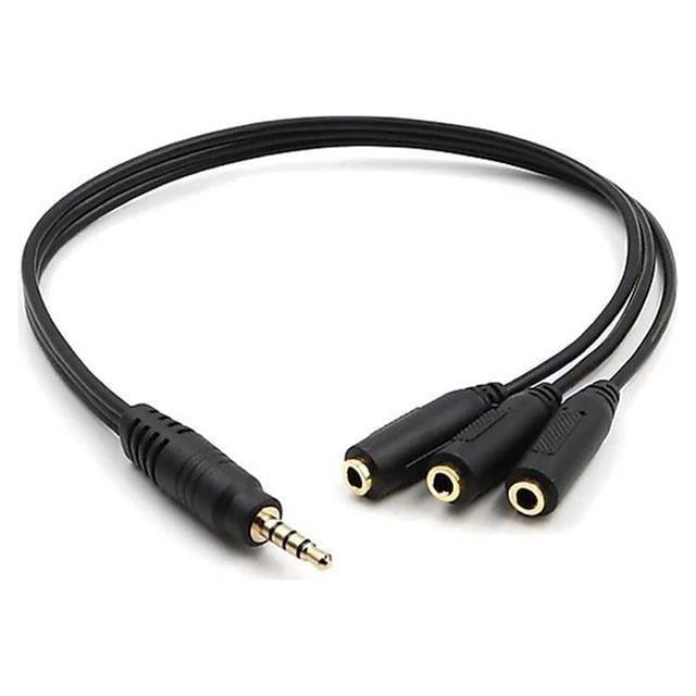 Powermaster 3.5 Mm Erkek * 3 Stereo Dişi Kulaklık Çoklayıcı 30 Cm Y Kablo