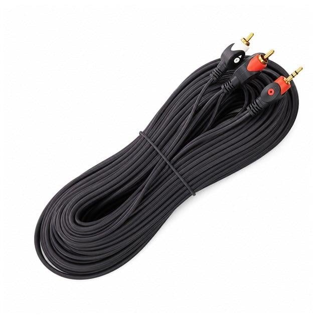 Powermaster PM-1841 Siyah 2 Rca Erkek + 3.5 Mm Stereo Erkek Gold Uç 10 Metre Ses Kablosu