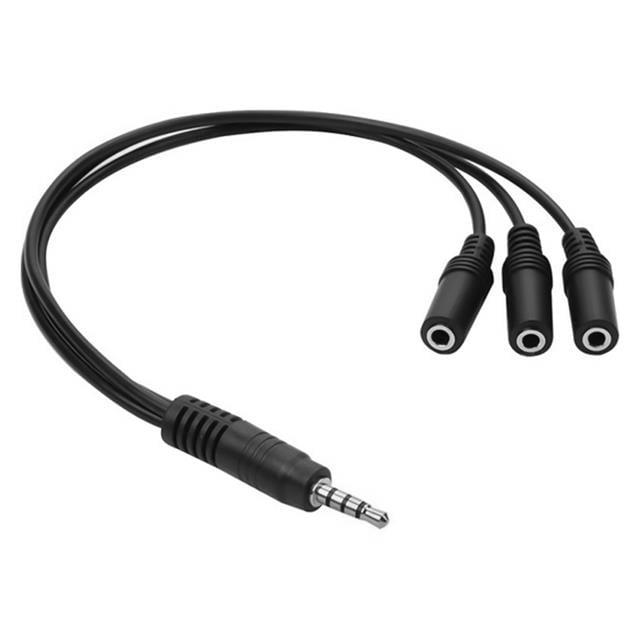 Powermaster Stereo Erkek 3 Boğum 3 X 3.5 Mm Stereo Dişi 5+1 Kablo 33 Cm