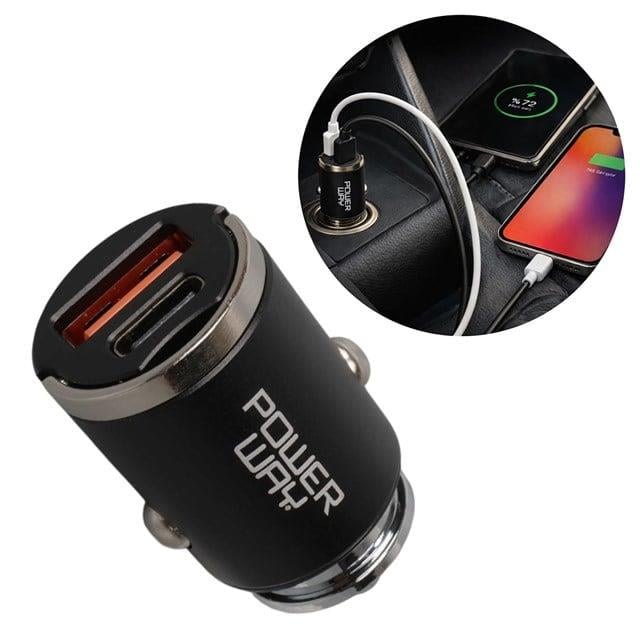 Powerway MiniKit 30W Super PD & QC 4.0 Çift Çıkışlı Hızlı Ultra Kompakt Metal Araç Şarj Cihazı