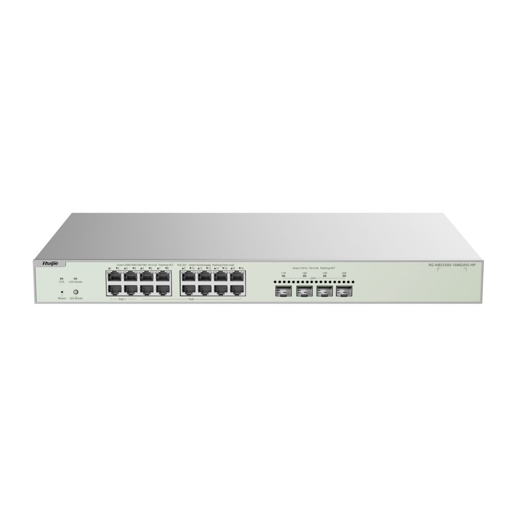 RUIJIE REYEE RG-NBS3300-16MG4XS-HP 16 Port  GigaBit PoE,  370W, 4Port SFP, L2 Yönetilebilir Switch  Metal Kasa
