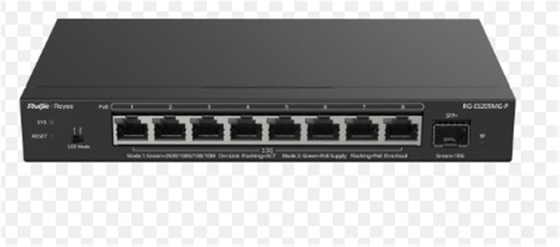 Ruijie-Reyee RG-EG209MG-P 9Port 10-100-1000Mbps Yönetilebilir Switch 1 x10G SFP 8 Port Poe+130W