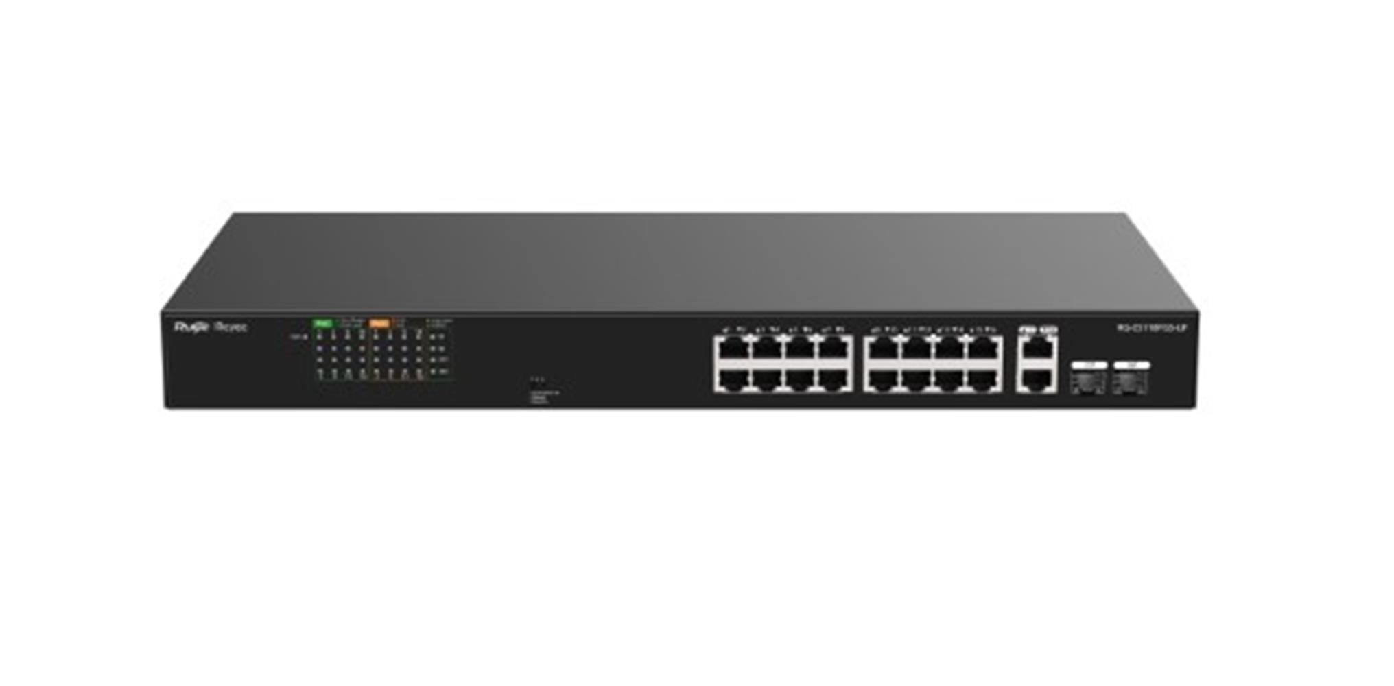 Ruijie-Reyee RG-ES118FGS-LP 16 Port POE+ 2 Port 10-100-1000 Mbps + 2 Port SFP 120W