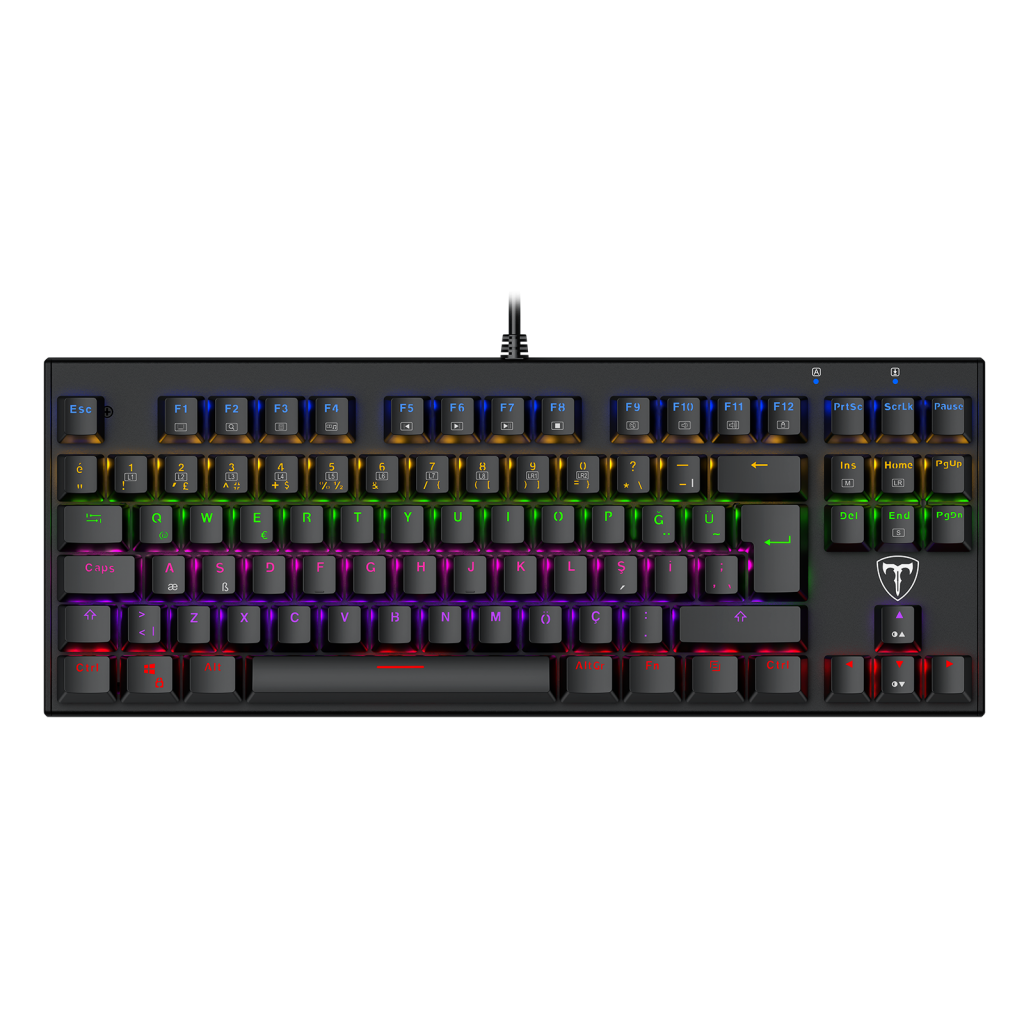 T-DAGGER I-500R, LIGHT CRUISERC , USB Kablolu, Türkçe Q, Rainbow Backlight, Blue Mekanik Switch, 87 Tuşlu, Gaming Klavye