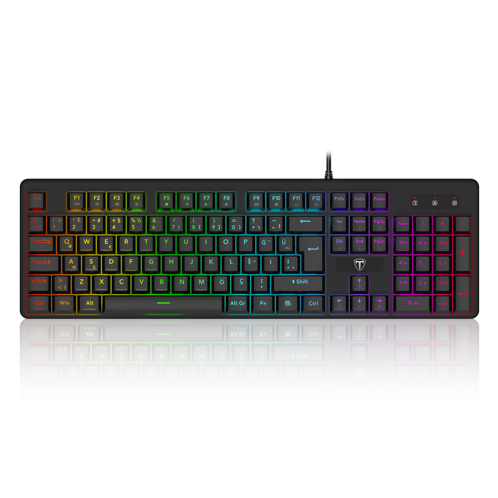 T-DAGGER T-TGK207, VALRAV, USB Kablolu, Türkçe Q, RGB Backlight, Membran Tuşlar, 104 Tuşlu, Multimedya, Gaming Klavye