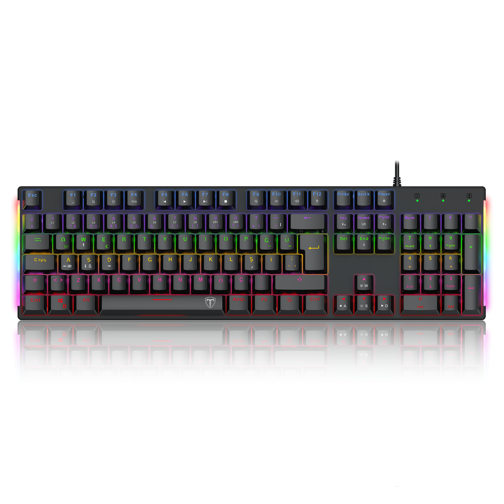 T-DAGGER T-TGK310-RD, NAXOS, USB Kablolu, Türkçe Q, Rainbow Backlight, Red Mekanik Switch, 104 Tuşlu, Gaming Klavye