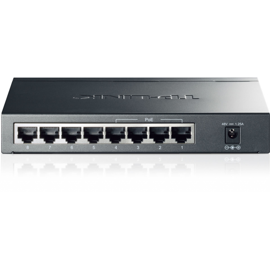 TP-LINK TL-SG1008P, 8 Port, GigaBit, 4 Port PoE, 55W, Yönetilemez, Metal Kasa, Masaüstü Switch