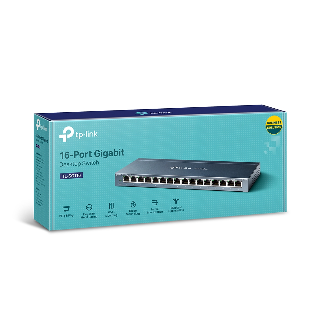 TP-LINK TL-SG116(UN) V2, 16 Port, GigaBit, Metal Kasa, Masaüstü Switch