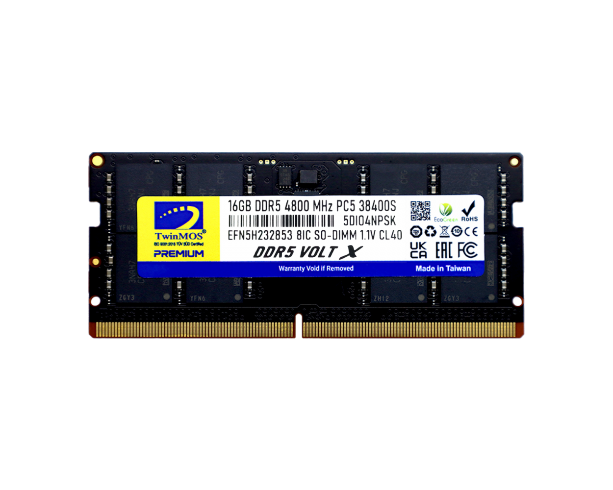 TWINMOS 16GB DDR5 4800MHZ CL40 NOTEBOOK RAM VOLT X TMD516GB4800S40