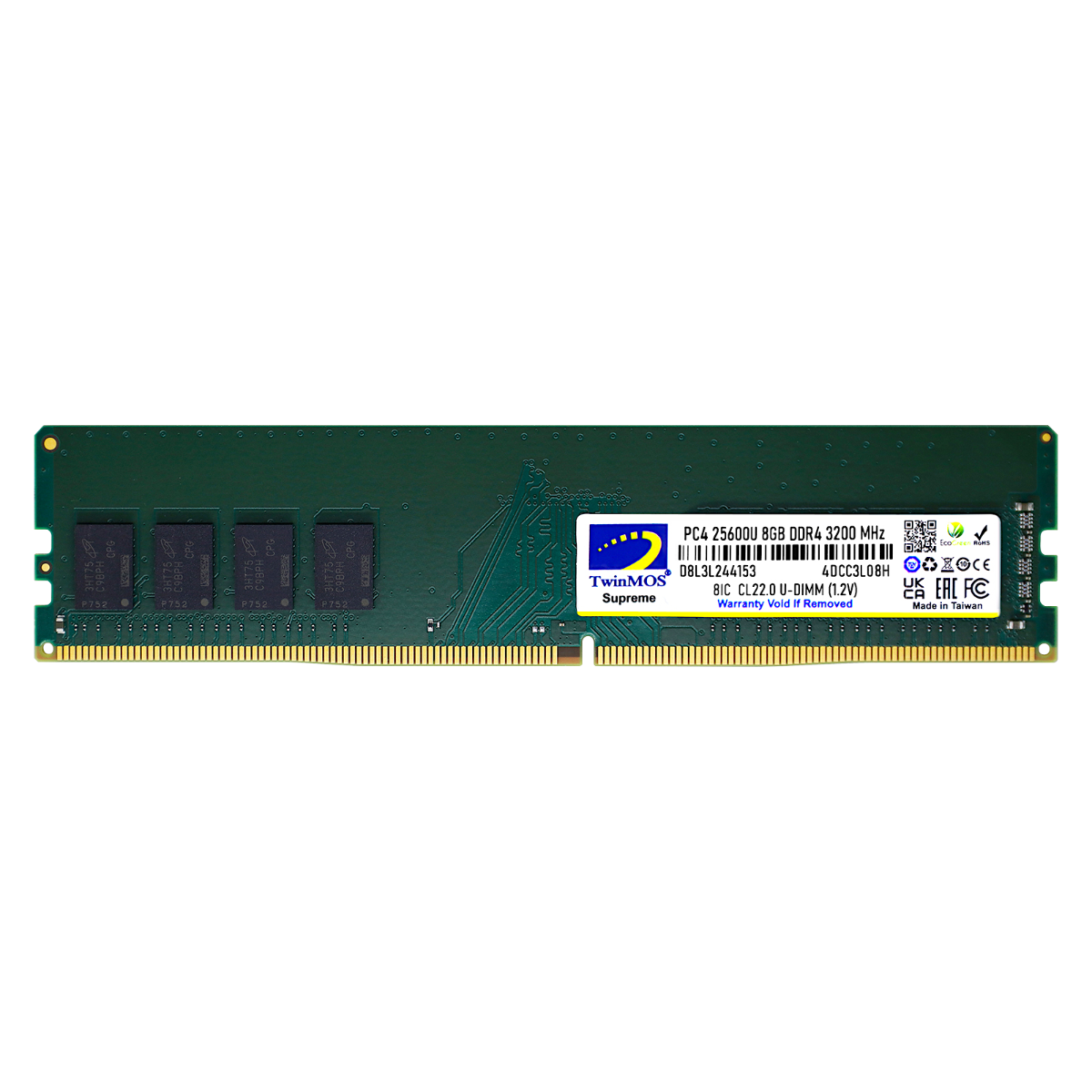 TWINMOS 8GB DDR4 3200MHZ PC RAM VALUE MDD48GB3200D